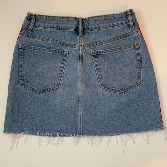 Zara Authentic Denim by TRF Skirt Small Red White Stripes Detail - Picture 2 of 8